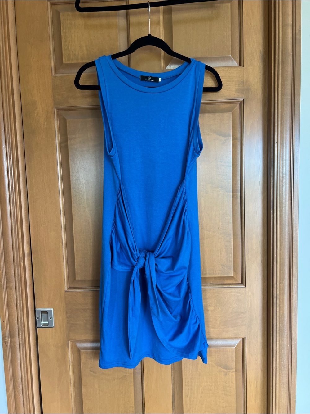 Sleeveless Knot-Front Royal Blue Mini Dress